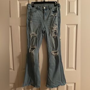 American eagle ripped flare jeans